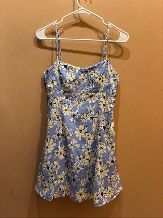 Lulus Dresses & Skirts - Lulus Blossom Together Light Blue Floral Print Cutout Mini Dress Size Medium